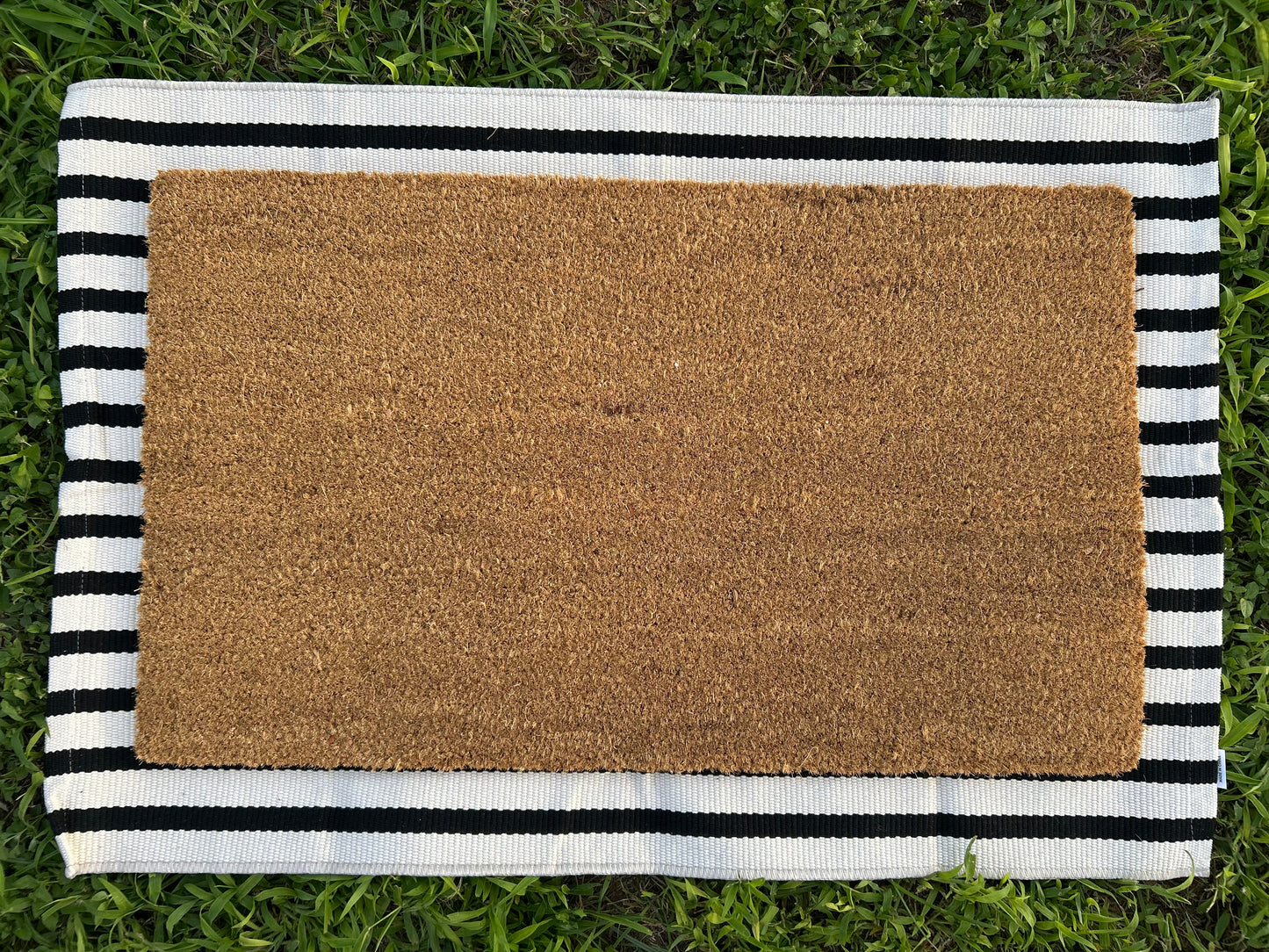 Black & White Striped Layering Rug